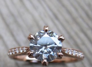 Engagement Rings & Wedding Rings : Prettiest 1ct grey moissanite & diamond engagement ring in recycled 14k rose…
