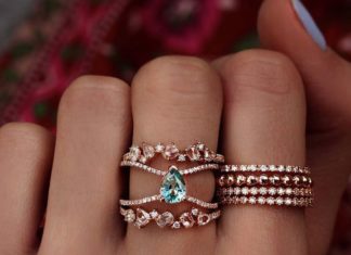 Engagement Rings & Wedding Rings : "Double band floating blue zircon ring" bookended with " rose cut…