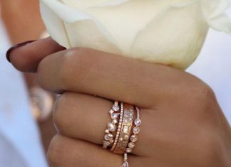 Engagement Rings & Wedding Rings : 4 stack rings: "rose cut diamond cluster ring" with "gold and di…