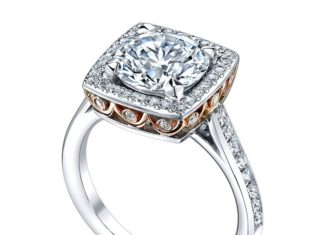 Engagement Rings & Wedding Rings : Platinum & Rose Gold Cushion Quintessa Ring…