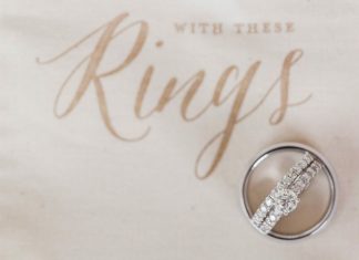 Engagement Rings & Wedding Rings : LOVE this shot of the bride and groom's wedding rings!…