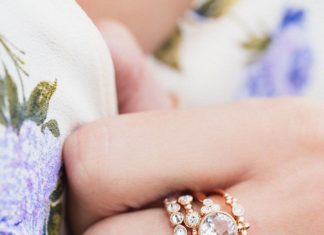 Engagement Rings & Wedding Rings : 14k Gold and Diamond Morganite Bezel Cluster Ring with Stevie ring, Seven Revers…