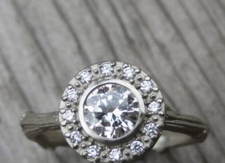Engagement Rings & Wedding Rings : .50ct center Diamond Halo Twig Engagement Ring, bead-set with 12 diamonds in rec…