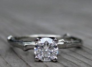 Engagement Rings & Wedding Rings : .50ct Round Diamond Twig Engagement Ring with prong setting in recycled 14k whit…