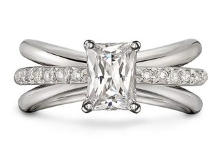 Engagement Rings & Wedding Rings : Aura Engagement Ring in platinum with 1 carat center diamond and .14 carat diamo…