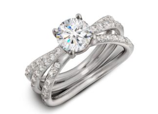 Engagement Rings & Wedding Rings : Aura Engagement Ring in platinum with 1 carat center diamond and .38 carat diamo…