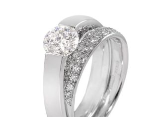 Engagement Rings & Wedding Rings : Continuum Pave Engagement Ring with one carat center stone and .35 carat diamond…