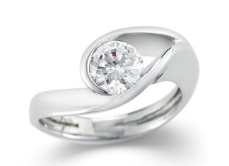 Engagement Rings & Wedding Rings : Contour Solitaire Engagement Ring in platinum with 1 carat round center stone…