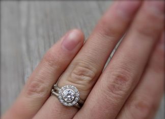 Engagement Rings & Wedding Rings : Diamond Halo Twig Engagement Ring paired with Twig Wedding Band in recycled 14k …