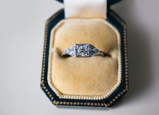 Engagement Rings & Wedding Rings : Norie Old Euro Diamond Art Deco Style Ring in 14k recycled white gold….