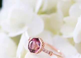Engagement Rings & Wedding Rings : Octagonal Oval Pink Tourmaline ring in 18k recycled rose gold….