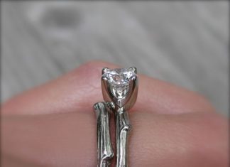 Engagement Rings & Wedding Rings : Round Diamond Twig Engagement Ring with prong setting paired with Twig Wedding B…