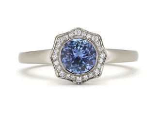 Engagement Rings & Wedding Rings : Steller Ring in 18k white gold with 1.02 carat natural purple sapphire and .17 c…