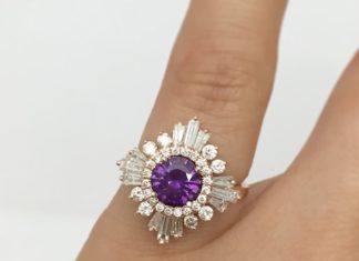 Engagement Rings & Wedding Rings : The Original Gatsby with colored stone…