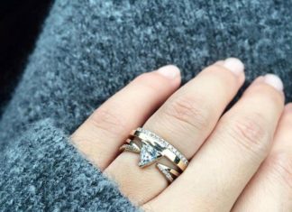 Engagement Rings & Wedding Rings : Trillion Diamond Peak Ring Stack….