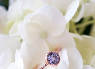 Engagement Rings & Wedding Rings : Violet Montana Sapphire and Diamond Engagement Ring in 14k recycled rose gold….