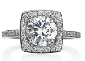 Engagement Rings & Wedding Rings : White Gold Touch of Cushion Trois…
