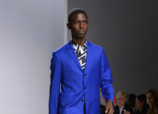 Fashion : walking in blue. Saidou Diallo at CARLOS CAMPOS menswear…
