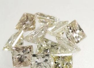Loose Diamond : 0.038 ctw Champagne -C2 VS2 Clarity 1.86×1.70×1.50 mm Princess Cut Loose Diamond…