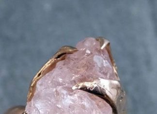 Loose Diamond : Beautiful Shops: Raw Rough Morganite Diamond 14k Rose gold Ring