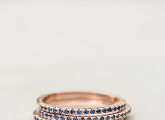 Loose Diamond : Eternity Ring Set – Rose Gold with Sapphire Blue