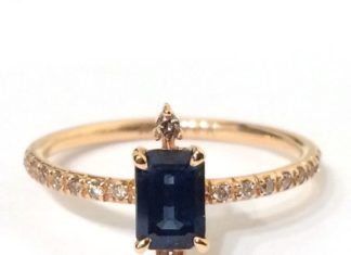 Loose Diamond : Rose Gold and Sapphire Ring
