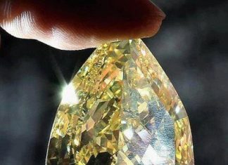 Loose Diamond : The Cora Sun-Drop Diamond is the largest yellow pear-shaped diamond known, weigh…