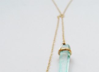 Loose Diamond : Twin Aura Quartz Necklace Gold Filled