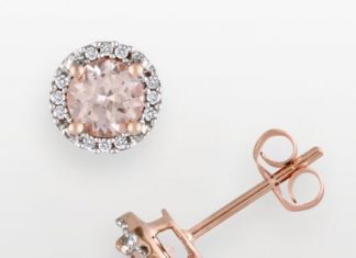 Luxury Jewelry 2017/2018 : 10k Rose Gold Morganite & Diamond Accent Stud Earrings