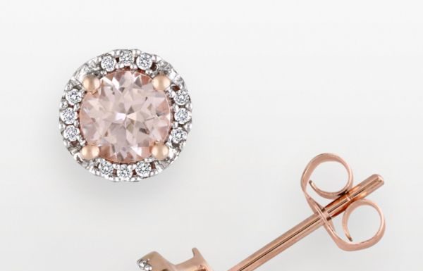 Luxury Jewelry 2017/2018 : 10k Rose Gold Morganite & Diamond Accent Stud Earrings