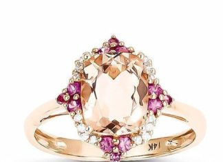 Luxury Jewelry 2017/2018 : 14k Rose Gold Genuine Morganite, Diamond and Pink Sapphire Ring – Sparkle & Jade