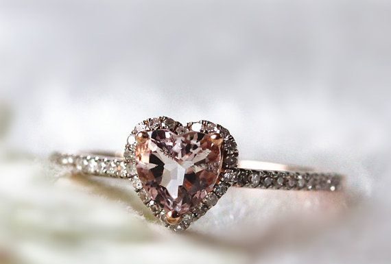 Luxury Jewelry 2017/2018 : 14k Rose Gold Lovely Heart Shaped Morganite Halo by InOurStar