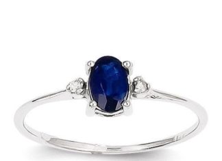 Luxury Jewelry 2017/2018 : 14k White Gold Diamond & Sapphire Birthstone Ring