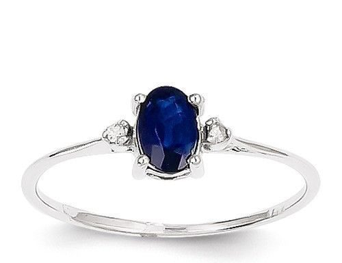 Luxury Jewelry 2017/2018 : 14k White Gold Diamond & Sapphire Birthstone Ring