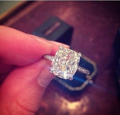 Luxury Jewelry 2017/2018 : 2.10 Ct Natural Cushion Cut Pave Real Diamond Engagement Ring GIA Certified