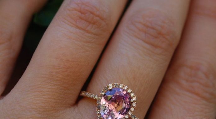 Luxury Jewelry 2017/2018 : 2.2ct Peach pink champagne tear drop sapphire and rose gold diamond engagement r…