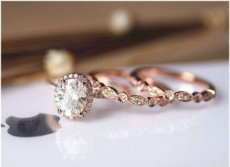 Luxury Jewelry 2017/2018 : 3PCS Ring Set ! 6x8mm Oval Brilliant Moissanite Ring Set Wedding Ring Set Solid …