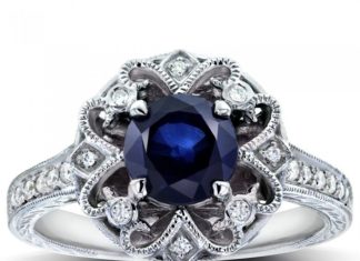 Luxury Jewelry 2017/2018 : Antique Round Blue Sapphire and Diamond…