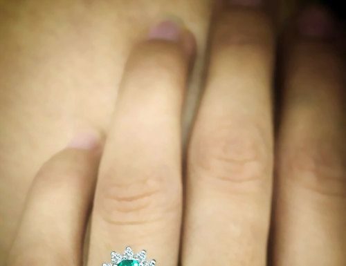 Luxury Jewelry 2017/2018 : Beautiful green emerald Diana engagement ring is handcrafted from 14k white gold…