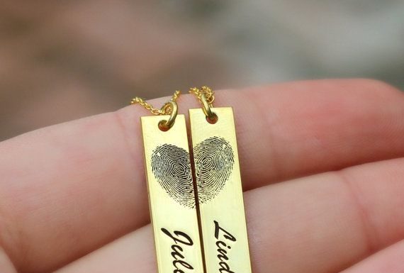 Luxury Jewelry 2017/2018 : Best Friend Necklaces, Actual Fingerprint Necklace, Set of 2, Heart, Best Friend Name Necklace Set, Sisters, BFF Gift, Fingerprint Jewelry