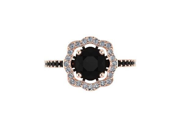 Luxury Jewelry 2017/2018 : Black Diamond Engagement Ring 14K Rose by JewelryArtworkByVick, $1125.00…