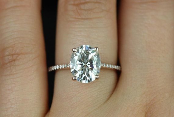 Luxury Jewelry 2017/2018 : Blake 14kt White Gold Oval FB Moissanite and Diamonds by RosadosBox…