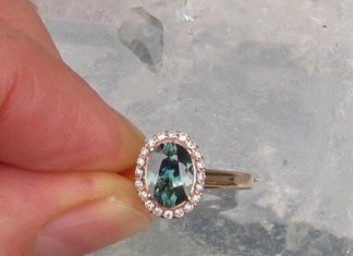 Luxury Jewelry 2017/2018 : Blue Green Sapphire 14k Rose Gold Diamond Halo Engagement Ring Weddings Annivers…