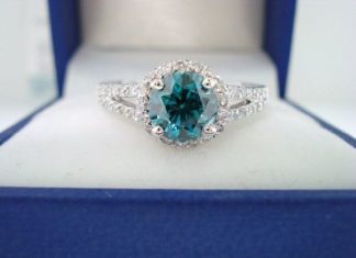 Luxury Jewelry 2017/2018 : Blue & White Diamond Engagement Ring 1.36 Carat VS2 14K White Gold handmade …