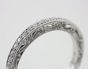 Luxury Jewelry 2017/2018 : Filigree and Diamond Vintage Style Wedding Ring, RG-3080m