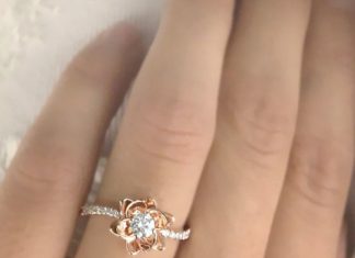 Luxury Jewelry 2017/2018 : Flower Design – Diamond Engagement Ring Natural Round Cut Diamond 14k White Gold…