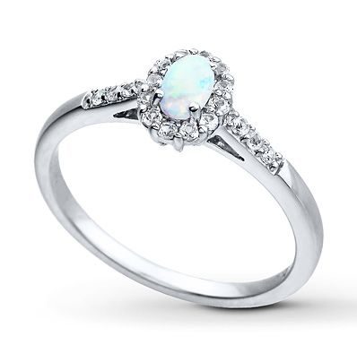 Luxury Jewelry 2017/2018 : Lab-Created Opal Ring Lab-Created Sapphires Sterling Silver
