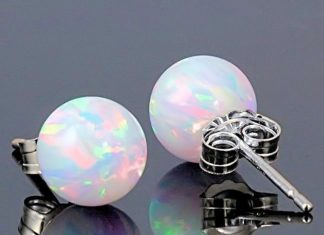 Luxury Jewelry 2017/2018 : Lorraine: 8mm Australian Fiery White Opal Ball Stud by 1000jewels