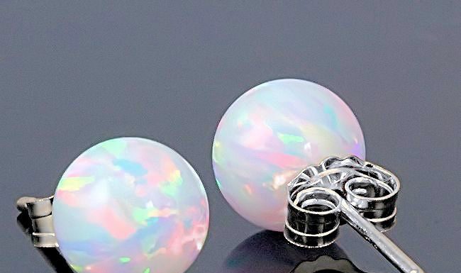 Luxury Jewelry 2017/2018 : Lorraine: 8mm Australian Fiery White Opal Ball Stud by 1000jewels