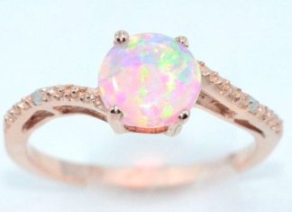 Luxury Jewelry 2017/2018 : Love the idea of this for a promise ring. 14Kt Rose Gold Plated Pink Opal Round …